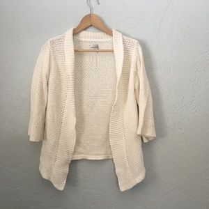 Chico’s ivory knit open front cardigan medium